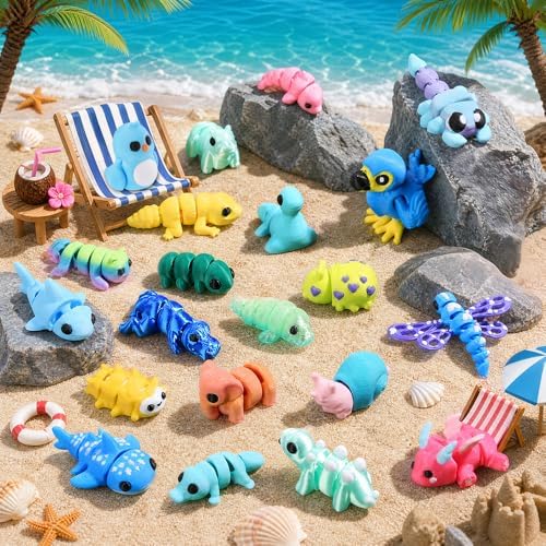 50Pcs Mini 3D Printed Animals Articulated Flexible 3D Printed Fidget Toys