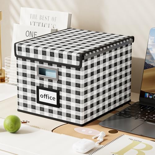 File Organizer Box with Lids, Collapsible File Folder Organizer