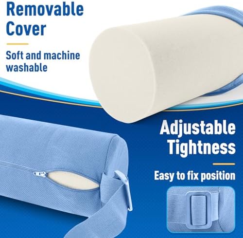 CushZone Memory Foam Lumbar Roll Support Pillow, Large Light Blue