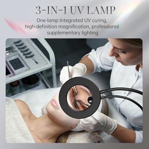 krofaue Dual Head UV Nail Lamp with 6X Magnifier, 3 Color Temps, Clip