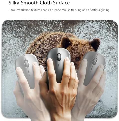 Brown Bear Splashing Through Water Mouse Pad, Durable Desk Mat