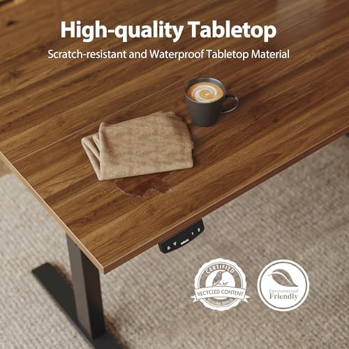 Agilestic 60*24 Inch Height Adjustable Electric Standing Desk, Dark Walnut