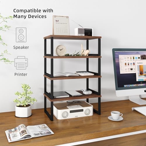 Simple Trending Wood Monitor Stand Riser, 2 Pack, Antique Brown