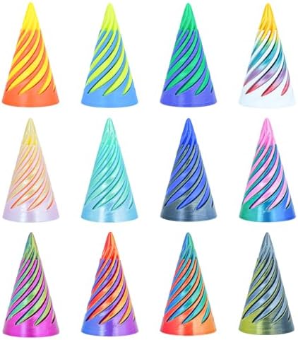 12Pcs Mini Spiral Cone Pyramid Fidget Toy, 3D Printed Impossible Cone Passthrough, Mini Vortex Thread Illusion Desk Deco, Anxiety & Stress Relief, Gift for Adults & Kids (Cone-12 PCS)