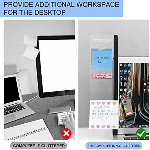 2 Pcs Monitor Memo Boards for Computer,Office Desk Accessories, Multifunction Acrylic Screen Message Reminder Pad Side Panel Phone Holder Organizer for Office Desktop, with Sticky Note 2