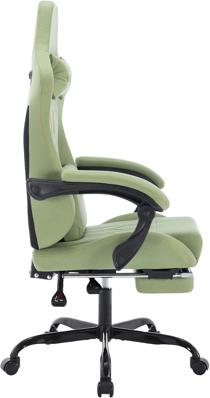 Gaming Chair with Footrest Ergonomic Computer Chair Massage Lumbar Cushion, Racing Video Game Chair Adjustable Rocker Recliner Executive Office Desk Chair Fabric for Adults