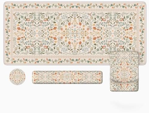 iLeadon Ergonomic Mouse Pad with Wrist Rest, Beige Desk Mat Set