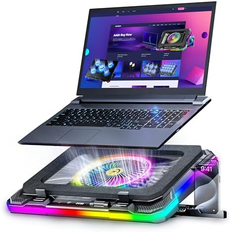 AICHESON Laptop Cooling Stand Gaming RGB Cooler for 15-19 inch Heavy Laptop