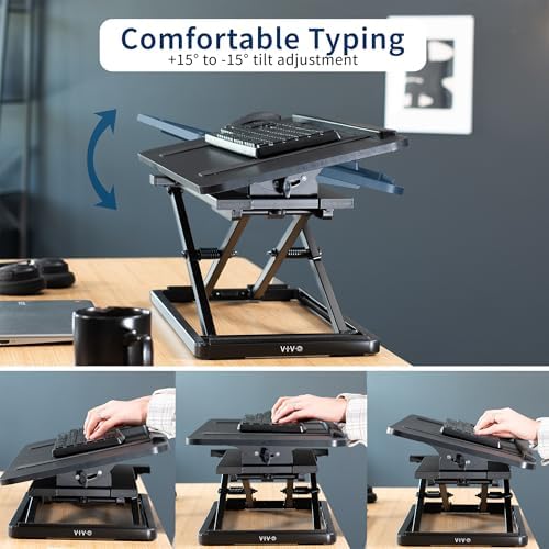 VIVO Black 30 inch Tilting Keyboard Height Adjustable Riser, Desk-TKR1
