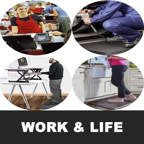 1" Extra Thick Anti Fatigue Kitchen Floor Mat Comfort Standing Mat 40'' x 20'', Office Standing Desk Mat, Kitchen Rug, Massage Points Comfort Mat, 140D PU Foam (Black)