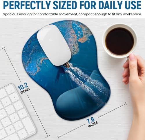 Ergonomic Mouse Pad with Wrist Rest, Gel Wrist Support, Coastal