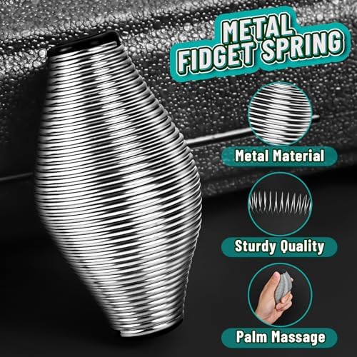 CHESLICR Metal Fidget Spring Toys, Adults 20LB Stainless Steel Stress Ball Cool Gadget Office Desk Silent ADHD Anxiety Relief Item Stocking Stuffer Gift for Teen Boy Men