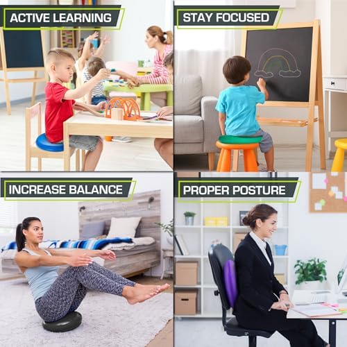 ProsourceFit Core Balance Disc, Inflatable Wobble Cushion with Hand Pump, Dual-Textured Non-Slip Surface for Core, Balance, and Stability Training, 14-inch