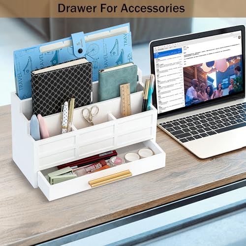 Desk Organizer with Drawer, Countertop Bill Mail Organizer and File Storage