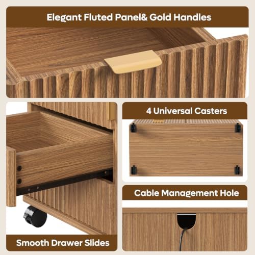 Bestier Office Storage Cabinet with 5 Drawer Adjustable Shelf, Brown