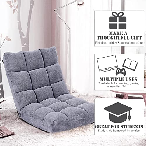 GIANTEX Floor Chairs for Adults, Floor Gaming Chair w/Back Support (Grey)