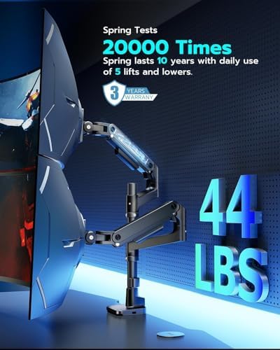 ARES WING Stacked Dual Vertical Monitor Arm with USB A/C for 17 to 49 Inch