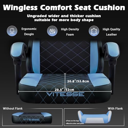 PUKAMI Gaming Chair with Footrest,Ergonomic Gamer Chair for Adults, Racing Style Reclining Computer Game Chair with Headrest and Lumbar Support (Cyan)