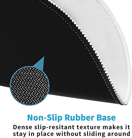 Dapesuom Round Mouse Pad, 8.7 x 8.7 Inch Premium-Textured Washable Non-Slip Rubber Base Cute Small Mouse Mat with Stitched Edge for Men Women Wireless Computer Laptop Gaming Desk Accessories, White