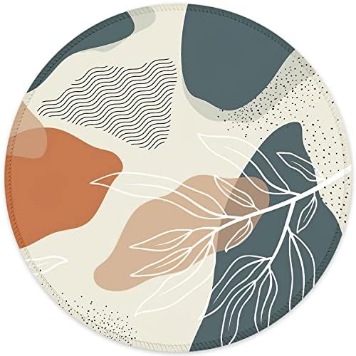 ITNRSIIET Round Mouse Pad with Stitched Edge Premium-Textured Waterproof Non-Slip Rubber Base Desktop Protection Mat Diameter 8.7 inches, Abstract Leaf