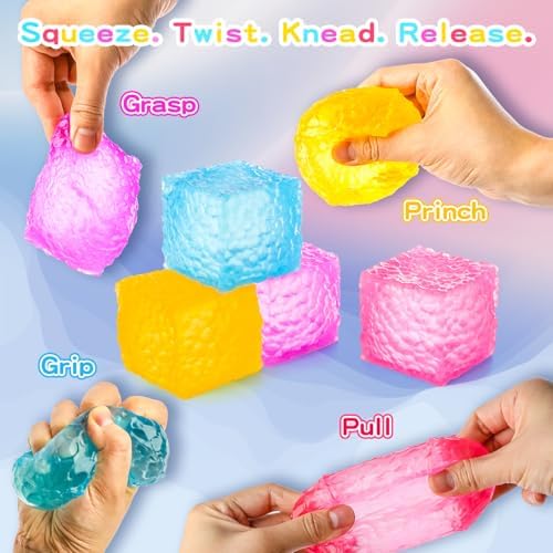 Stress Cube Squishy Ball, Large Pink Fidget Toy for Kids with Autism