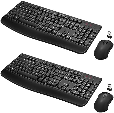 QUASIO Wireless Keyboard Mouse Combo, Windows & Mac Compatible (2 Pack)