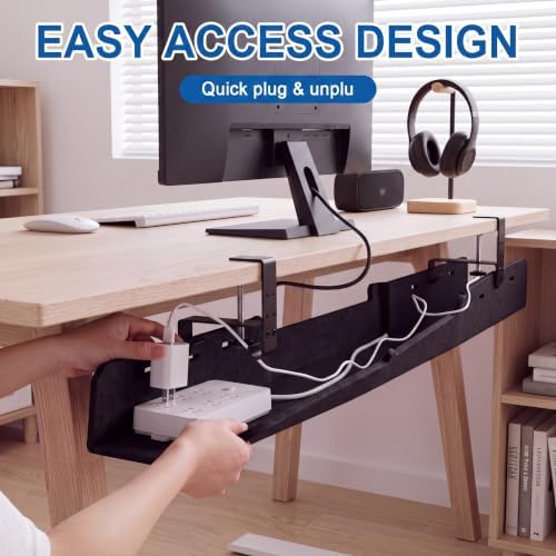Chumia Under Desk Cable Management Tray No Drill, Black, 48 Inch