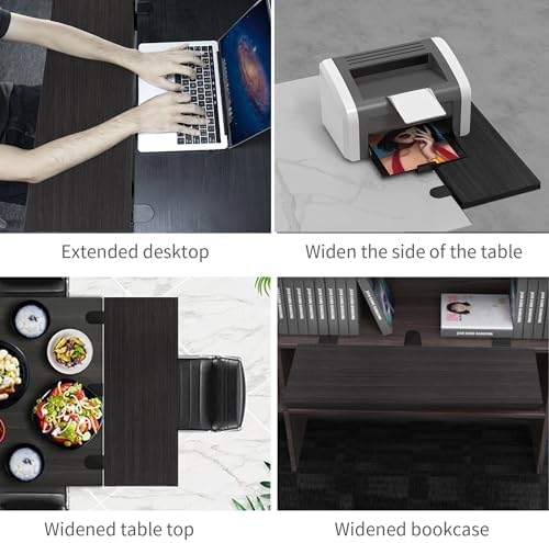Desk Extender 24‘’ x 12 Inch Foldable Table Extension Folding Wall Table Keyboard Extender for Desk Clamp-on Shelf for Dorm Bunk, Office, Kitchen Bar, RV Countertop, Laundry Room (Black)