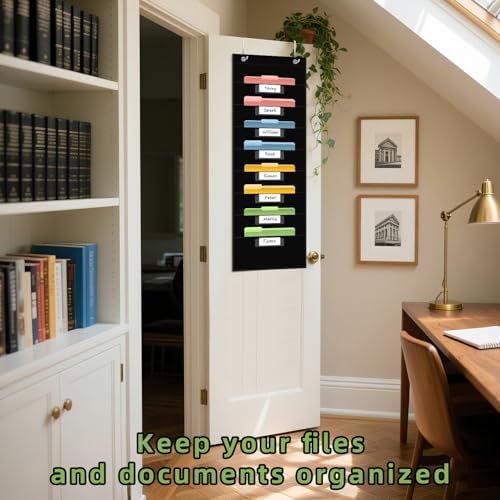 ANCOMEDO 8 Pockets File Storage Pocket Chart with 8 Nametag Pockets,Hanging Wall File Organizer for Classroom and Office Use, Keeps assignments, Files, scrapbooks, and Papers neatly Organized.