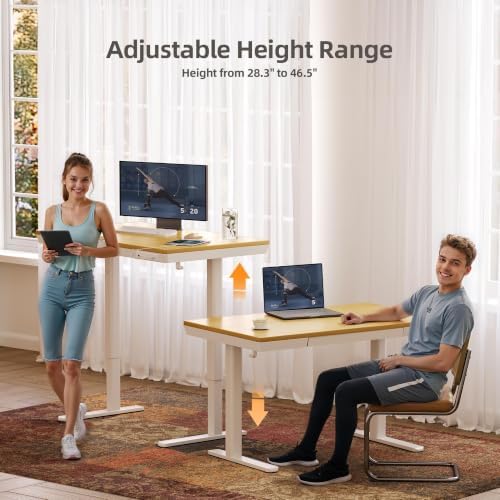 Claiks Bamboo Standing Desk with Drawers & USB Ports 48x24