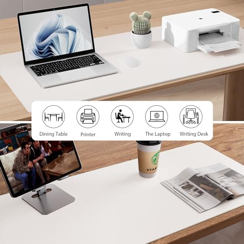Aothia Leather Desk Pad Protector, Mouse Pad, Office Desk Mat, Non-Slip PU Leather Desk Blotter, Laptop Desk Pad, Waterproof Desk Writing Pad for Office and Home (36" x 17", Off-White)