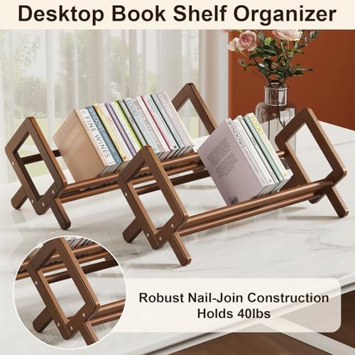 Premium Stable Desktop Bookshelf, Bamboo Under Desk Bookshelf, Book Rack