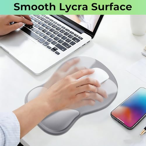 Gel Wrist Rest Mouse Pad, Ergonomic Mousepad with Wrist Support, Relieve Wrist Pain, Gaming Mousepad with Concave Design Cushion & Non-Slip PU Base, for Home Office Laptop Computer, Gray