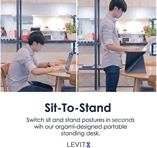 DesignNest Levit8 Portable Standing Desk Work Station Foldable Sit to Stand Laptop Riser, Easy flat to Raised surface Converter, Origami home, office Travel (Medium)
