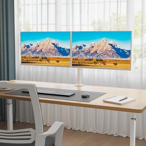 BONTEC Dual Monitor Desk Mount, 13-27 Inch, 22lbs, VESA 75x75/100x100,White