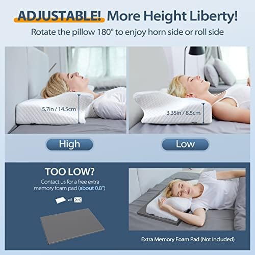 HOMCA Cervical Pillow, Ergonomic Memory Foam Neck Pillow for Pain Relief