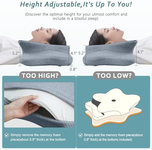 CHxxy Cervical Neck Pillow for Pain Relief Sleeping, Memory Foam Pillows