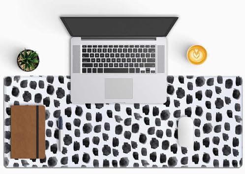 Boho Desk Mat, Polka Dot Large Mouse Pad Desk Pad Boho Desk Accessories for Women Office Decor, XL Mousepad Long Laptop Keyboard Mouse Mat 31.5''X11.8'' Non-Slip Rubber Base with Stitched Edges