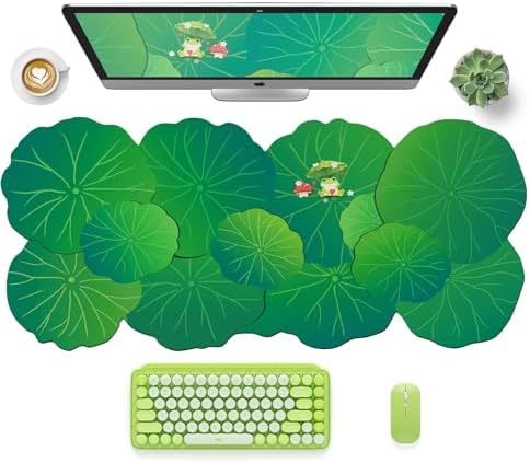 HAOCOO Frog Scalloped Desk Mat, Non-Slip Large Mouse Pad for Office(Green)