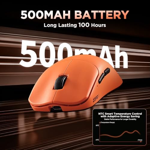 Zero1 Pro Wireless Mouse,Tri-Mode Gaming Mouse, 24K DPI Orange Mouse