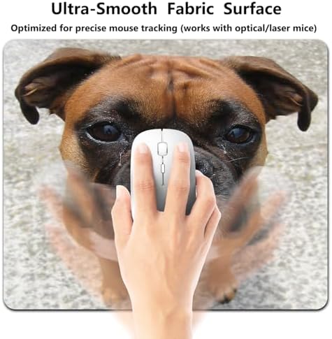 9.5x7.9 Inch Office/Gaming Mouse Pad, Adorable Boxer Dog with a Sad Expression Lovely Puppy Pet Funny Face Close-up Cute Anti-Slip Mat for Desk