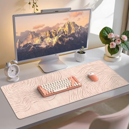 iCasso Big Mouse Pad,Aesthetic Desk Cover Mat for Desktop,Beige