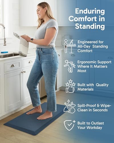 Ophanie Kitchen Mats for Floor,3/4 inch Thick,20x39 Anti Fatigue Cushioned Mat,Kitchen Rugs,Waterproof,Comfort Ergonomic Standing Mat for Office,Home,Sink with 99+ Pairs of Anti-Slip Bottom Ridges