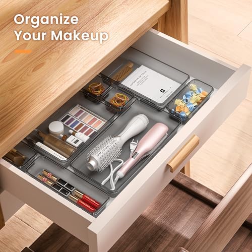 A-LuGei 【Military Grade】 Drawer Organizer for Vanity Bathroom Makeup Desk
