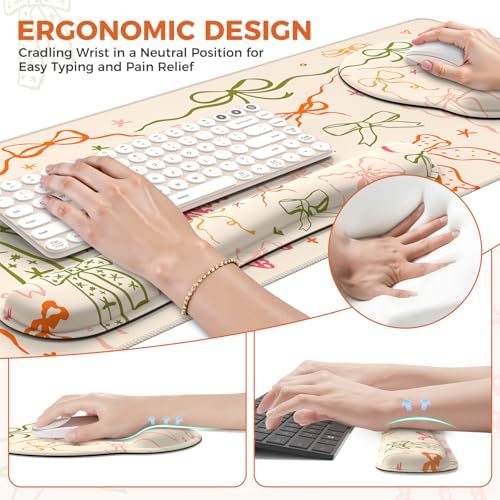 iCasso Desk Pad Mat, Large Mouse Pad and Keyboard Wrist Rest Set