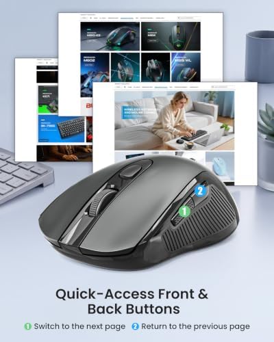 Redragon Wireless Mouse - BT& 2.4GHz Dual Mode - Max 4000 DPI - 6 Buttons - 18 Months Battery - No Wires - Smooth Tracking - Quiet Silent Portable Optical Computer Mouse for Laptop, PC, Windows, Mac