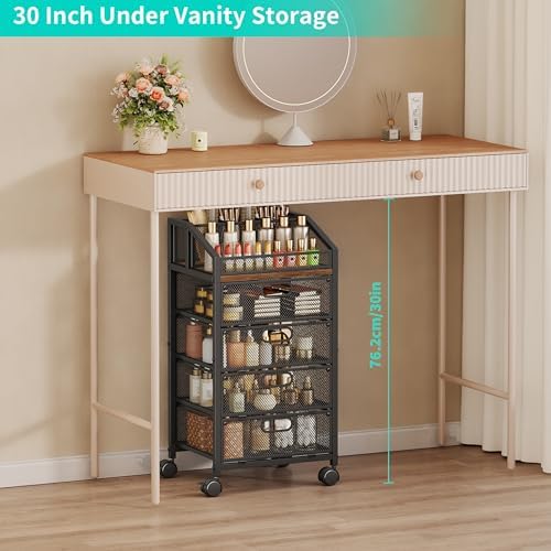 HapiRm Rolling Makeup Cart Organizer - Desk Vanity Storage Cart on Wheels