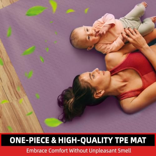 Extra Large Yoga Mat – 72"x48" or 78"x57", 1/4"–1/2" Thick Mat for Women & Men, TPE Non-Slip Pilates Mat for Home Gym, Yoga, Stretching, Meditation
