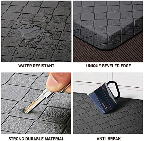 HappyTrends Kitchen Mat Cushioned Anti-Fatigue Kitchen Rug,17.3"x39",Thick Waterproof Non-Slip Kitchen Mats and Rugs Heavy Duty Ergonomic Comfort Rug for Kitchen,Floor,Office,Sink,Laundry,Black