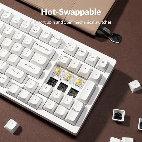 Keychron K4 Pro QMK/VIA Custom Wireless Mechanical Keyboard, Programmable Hot-swappable 100 Keys, RGB Backlight Wired Gaming Keyboard with K Pro Banana Switches for Mac/Windows/Linux - White